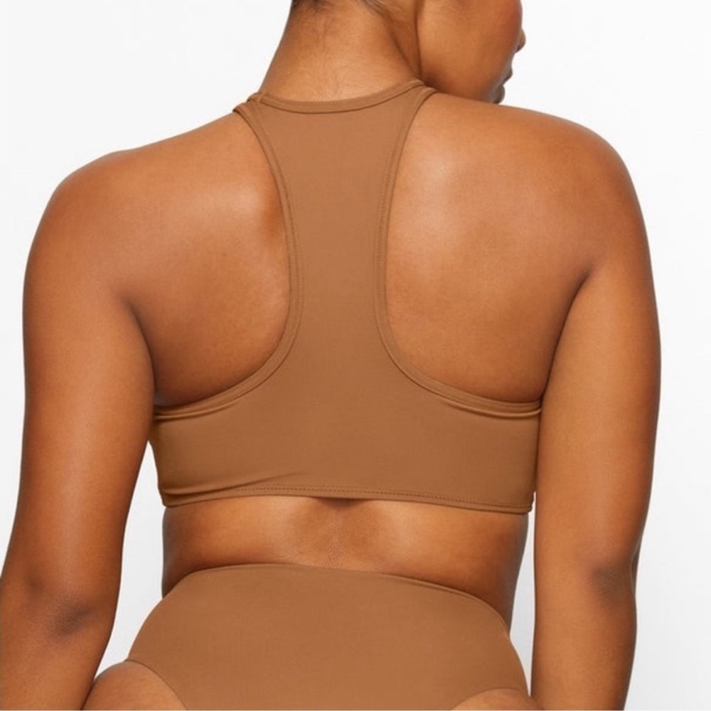 SKIMS Swim High Neck Racerback Bikini Top Almond - Size XXS - Picture 3 of 6